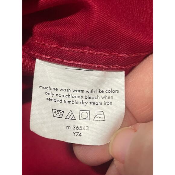 IZOD Mens XL Easy Care Twill Wrinkle Free Button Down Long Sleeve Shirt Red - Picture 7 of 7